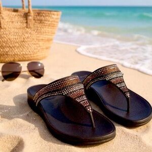 Fitflop Black Sandals with Colorful Rhinestones